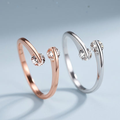 Anel Duo Éclat | Prata e Ouro Rosé com Zircônia