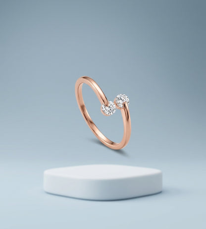 Anel Duo Éclat | Prata e Ouro Rosé com Zircônia